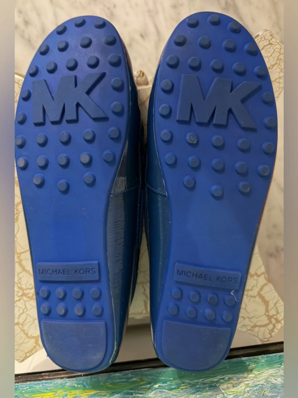 Michael Kors Royal Blue Patent Leather Bow Loafers - Picture 6 of 7